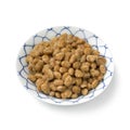 Bowl with traditional Japanese fermented soybeans called natto