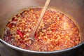 A bowl of traditional red Ukrainian borshch borsh , healthy food Royalty Free Stock Photo