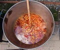 A bowl of traditional red Ukrainian borshch borsh , healthy food Royalty Free Stock Photo