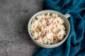 Bowl of traditional Russian salad called Olivie, Russian New Year or Christmas salad Royalty Free Stock Photo