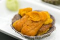 A bowl of uni sashimi on ice Royalty Free Stock Photo