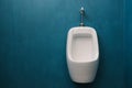 Bowl urinal white ceramic stall on the  retro pastel blue   color Royalty Free Stock Photo