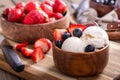 Bowl of Vanilla Ice Cream With Blueberries and Strawberries Royalty Free Stock Photo