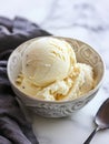 Bowl of Vanilla Ice Cream on Marble Background