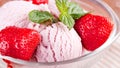 Bowl of various colorful ice cream  tasty chocolate vanilla and strawberry flavored frozen dessert Royalty Free Stock Photo