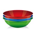 Bowl vector set - red, blue, green Royalty Free Stock Photo