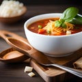 bowl of Veg noodles soup on table Royalty Free Stock Photo