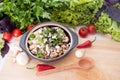 A bowl of vegetable and mushroom stew Royalty Free Stock Photo