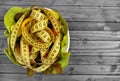 Bowl with vegetable salad and centimeter Royalty Free Stock Photo