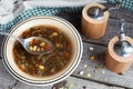 Bowl of Vegetarian bean and lentil soup Royalty Free Stock Photo