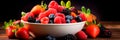 bowl of vibrant berries, showcasing the assorted colors and textures of the fresh fruit. Generative AI Royalty Free Stock Photo