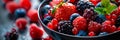 bowl of vibrant berries, showcasing the assorted colors and textures of the fresh fruit. Generative AI Royalty Free Stock Photo