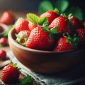 a bowl of vibrant, fresh strawberries HD Fruit image rip fruit Royalty Free Stock Photo