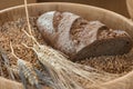 Bowl of Wheat Grains, Flour and Bread Royalty Free Stock Photo