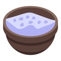 Bowl white cheese icon, isometric style