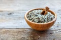 Bowl with white long grain and wild rice. Royalty Free Stock Photo