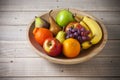 Bowl Whole Fruit Wood Healthy Food Royalty Free Stock Photo