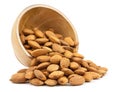 bowl wood of almonds isolated Royalty Free Stock Photo