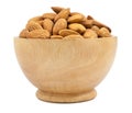 bowl wood of almonds isolated Royalty Free Stock Photo