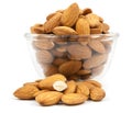 Bowl wood of almonds isolated Royalty Free Stock Photo