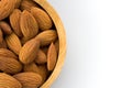 Bowl wood of almonds Royalty Free Stock Photo