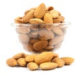 bowl wood of almonds isolated Royalty Free Stock Photo