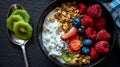 A bowl of yogurt with berries and granola Royalty Free Stock Photo