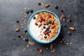 Bowl with yogurt, berries and granola Royalty Free Stock Photo