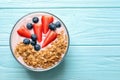 Bowl with yogurt, berries and granola Royalty Free Stock Photo