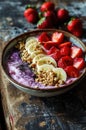 a bowl of yogurt with fruit and granola Royalty Free Stock Photo