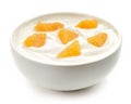 Bowl of yogurt with orange pieces