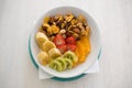 Bowl of yogurth. granola and fresh fruits