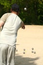 Bowler playing petanque