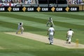 Bowler bowls to batsman in Ashes Cricket Royalty Free Stock Photo