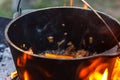 Bowler cooking food bonfire cauldron, heat