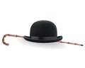 Bowler hat and bamboo cane Royalty Free Stock Photo