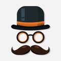 Bowler hat  glasses  and mustache for hipster or father day concept vector illustration Royalty Free Stock Photo