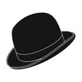 Bowler hat icon in black style isolated on white background. Hipster style symbol stock vector illustration. Royalty Free Stock Photo