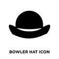 Bowler hat icon vector isolated on white background, logo concept of Bowler hat sign on transparent background, black filled Royalty Free Stock Photo