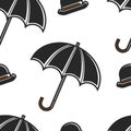 Bowler hat and umbrella British symbols seamless pattern Royalty Free Stock Photo