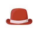 Bowler hat vector illustration fashion accessory. Gentleman icon isolated white and vintage red style. Retro cap for man and Royalty Free Stock Photo