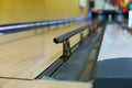 Bowling alley background, lane with bumper rails Royalty Free Stock Photo