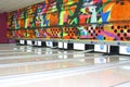 Bowling Alley and the balls blurred on the foreground.