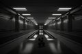 bowling alley, with dark tones and moody lighting, for noir movie scene