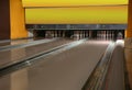 Bowling alley lanes with pins Royalty Free Stock Photo