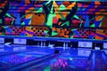 Bowling Alley after a strike. Royalty Free Stock Photo