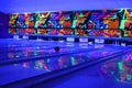 Bowling Alley after a strike. Royalty Free Stock Photo