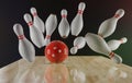 Bowling background, strike. 3d render Royalty Free Stock Photo