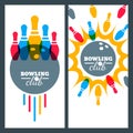 Bowling backgrounds and elements for banner, poster, flyer, label design. Royalty Free Stock Photo