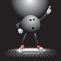 Bowling ball character on the dance floor Royalty Free Stock Photo